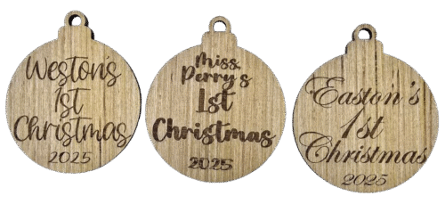 Personalized Laser Engraved 1st Christmas Ornaments