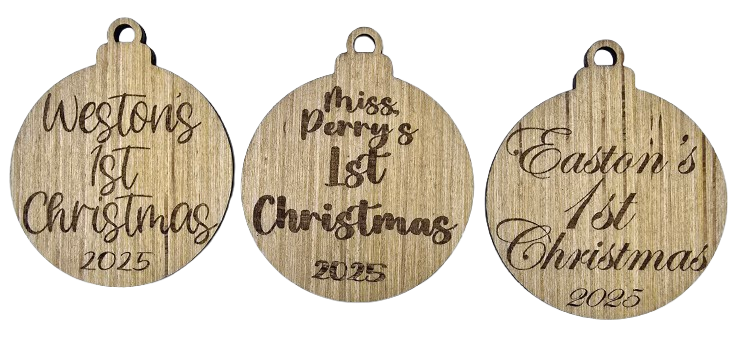 Personalized Laser Engraved 1st Christmas Ornaments