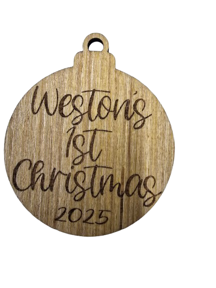 Personalized Laser Engraved 1st Christmas Ornaments