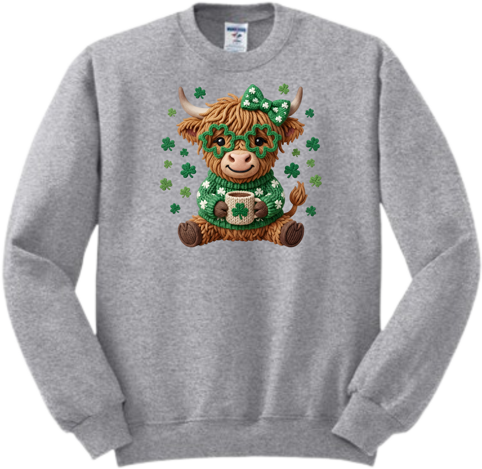 St. Patrick Highland Cow Coffee Faux Yarn