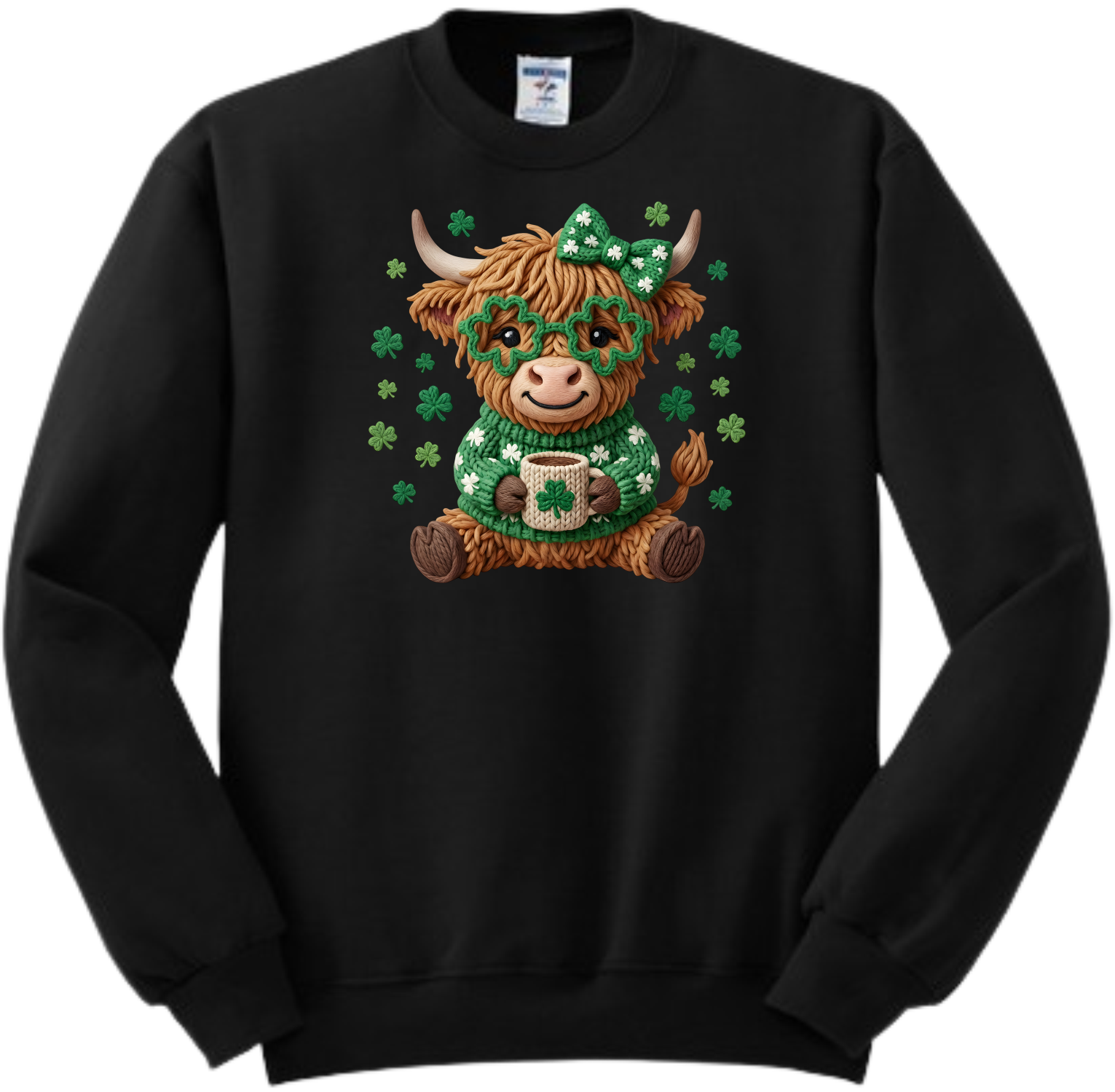 St. Patrick Highland Cow Coffee Faux Yarn