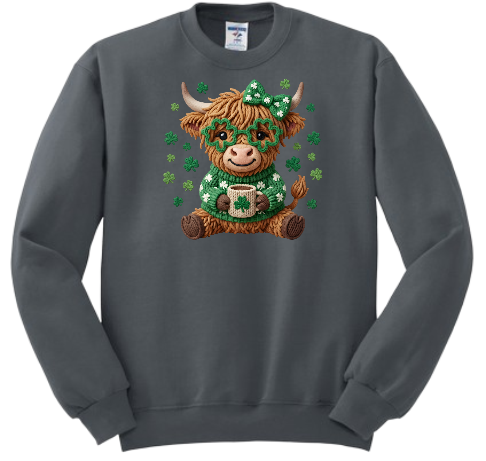 St. Patrick Highland Cow Coffee Faux Yarn