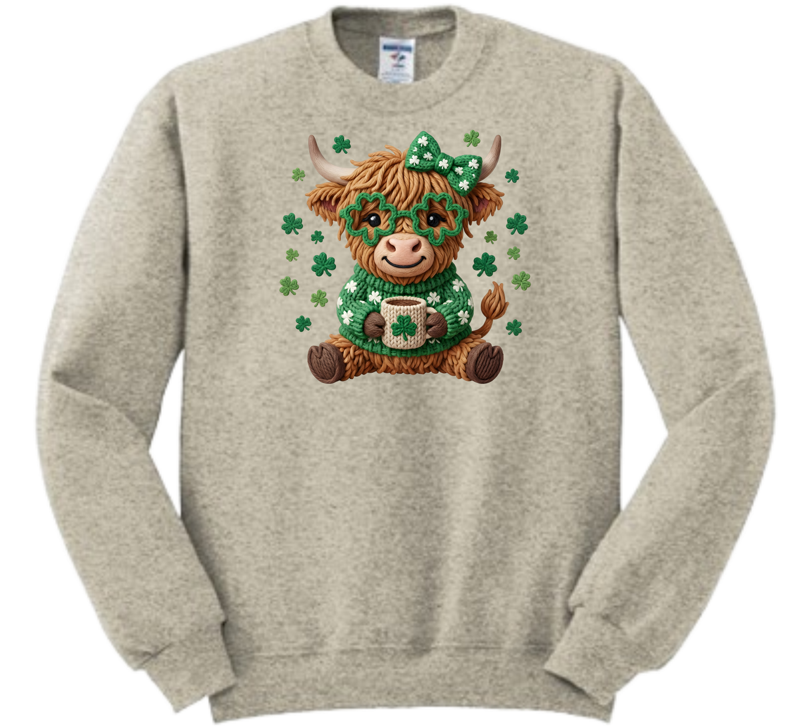 St. Patrick Highland Cow Coffee Faux Yarn