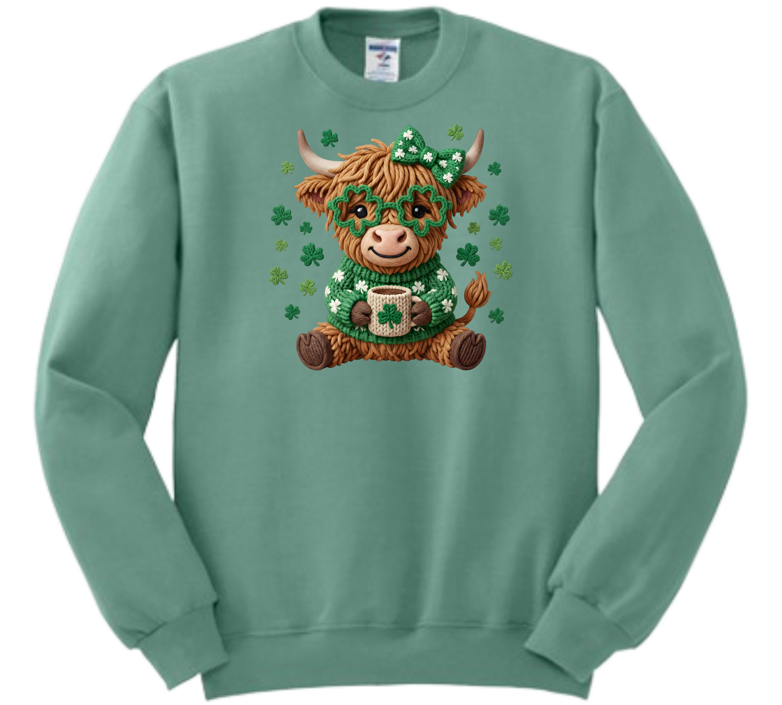 St. Patrick Highland Cow Coffee Faux Yarn