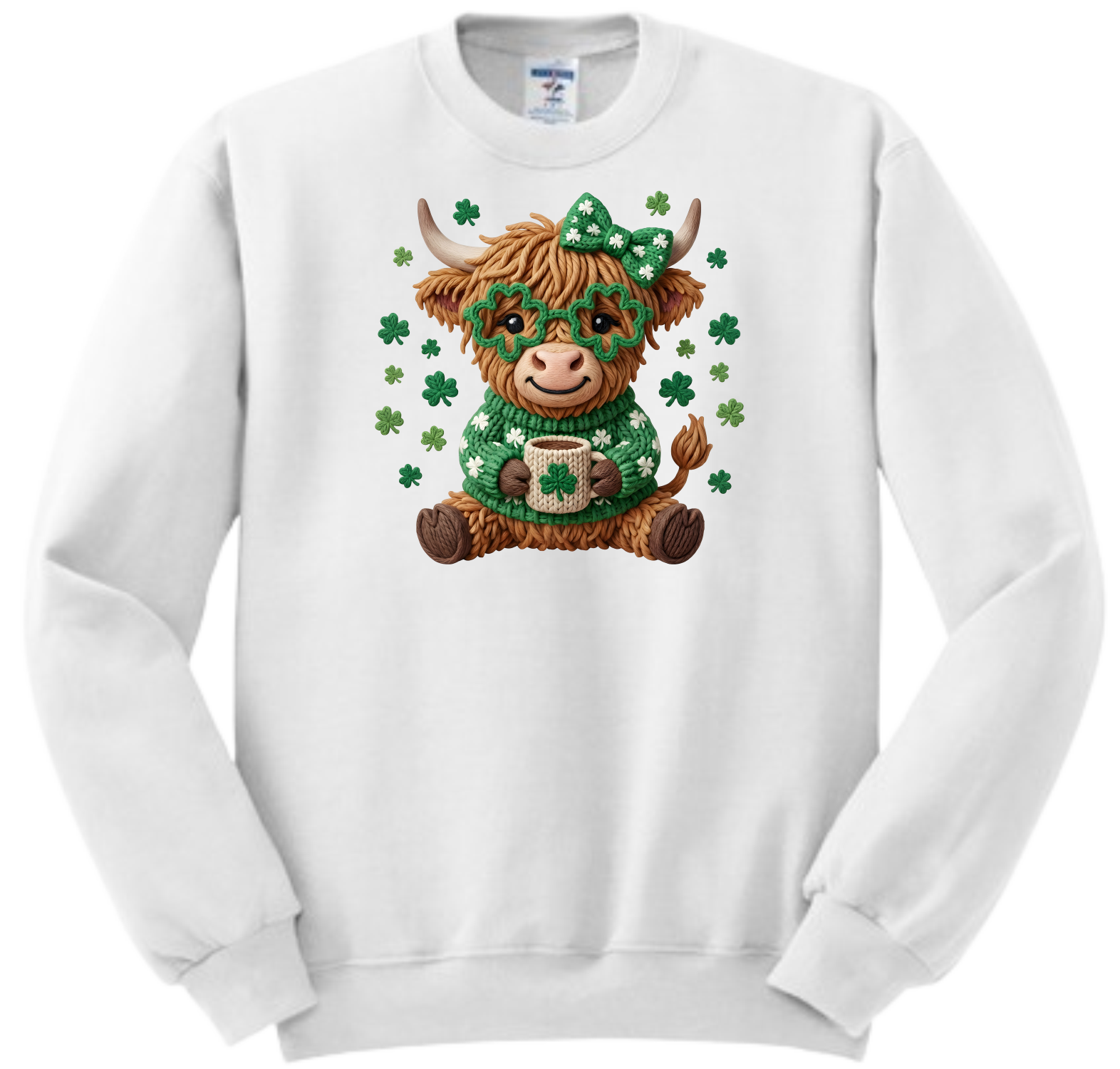 St. Patrick Highland Cow Coffee Faux Yarn