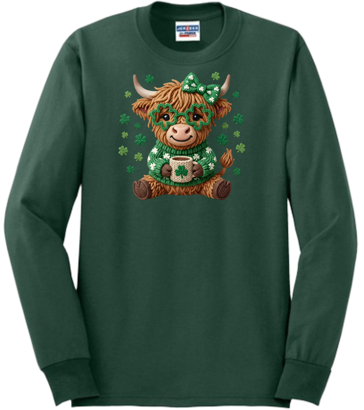 St. Patrick Highland Cow Coffee Faux Yarn