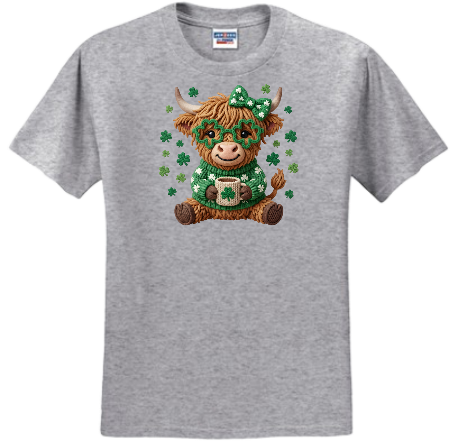 St. Patrick Highland Cow Coffee Faux Yarn