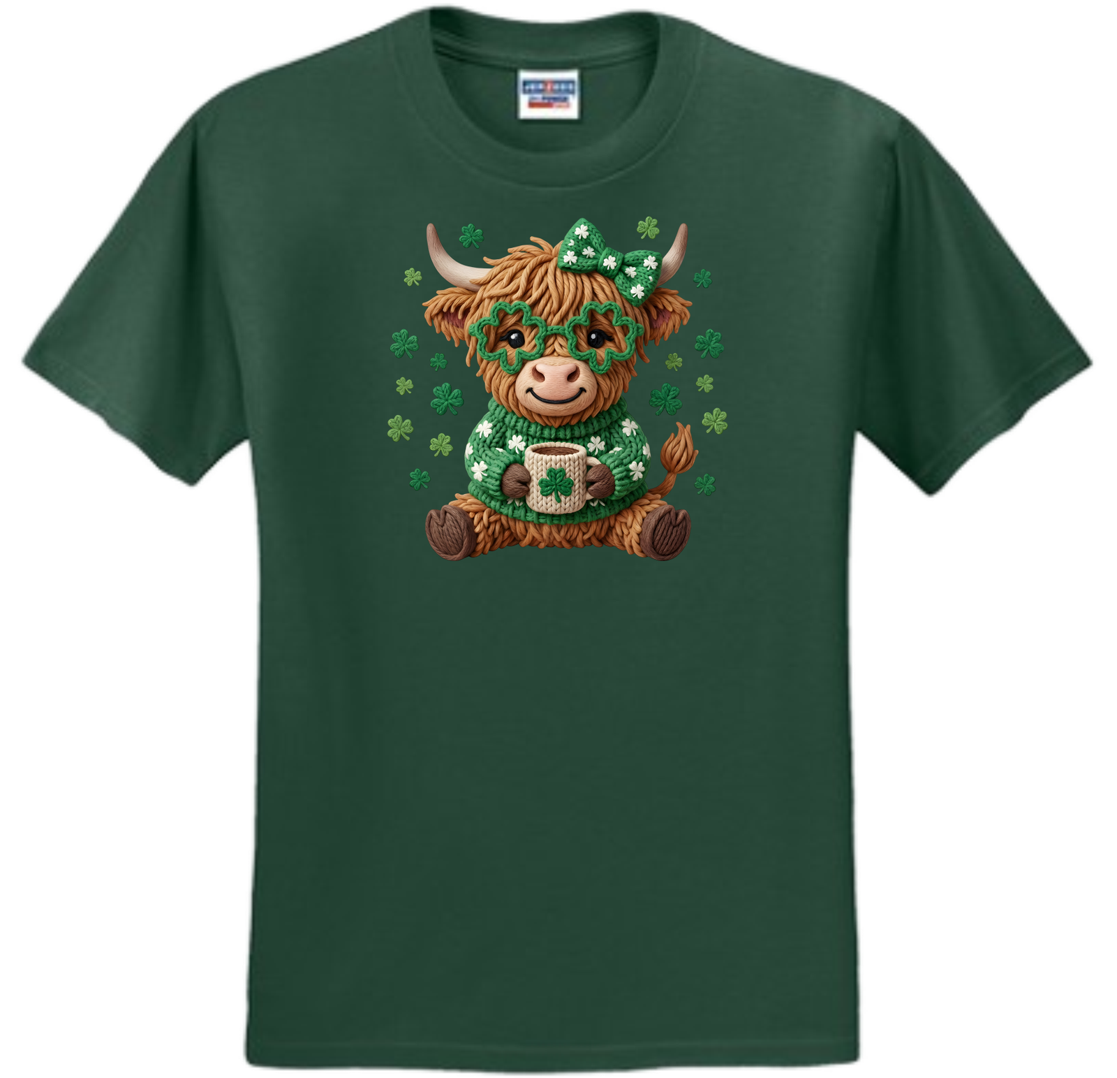 St. Patrick Highland Cow Coffee Faux Yarn