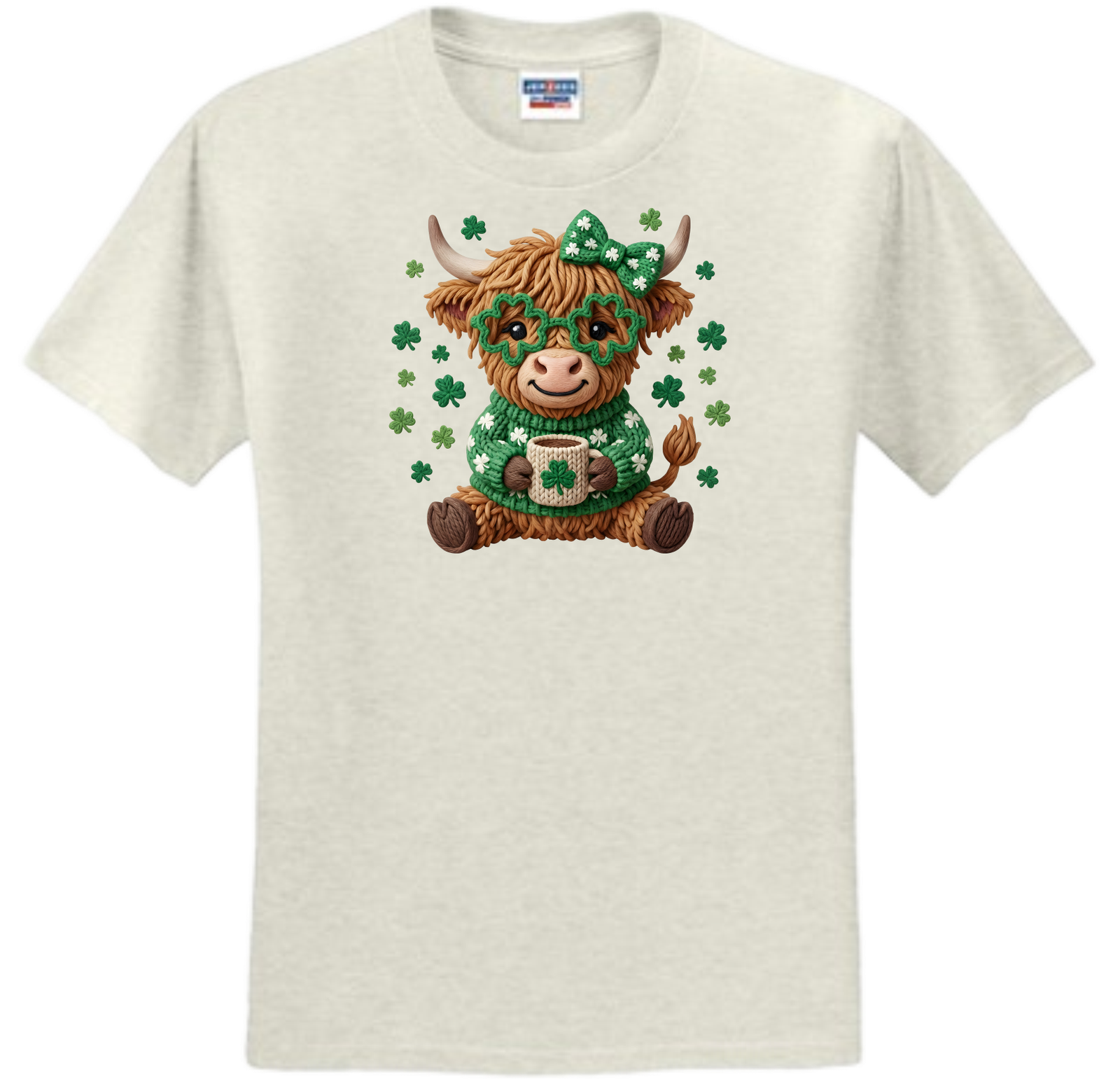 St. Patrick Highland Cow Coffee Faux Yarn